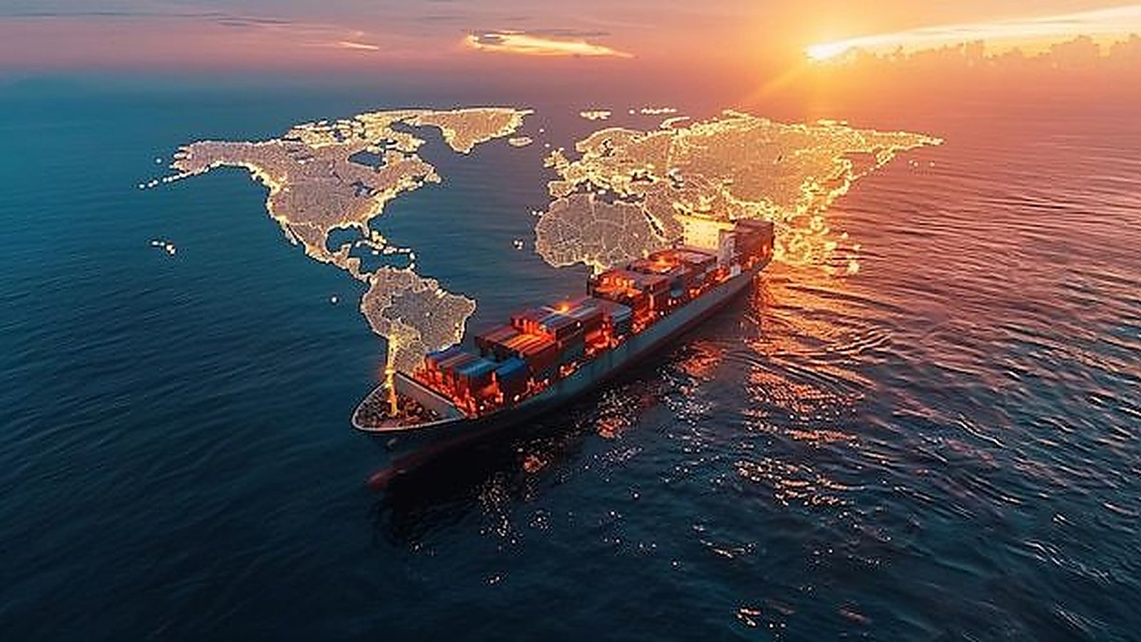 Navio porta-contêineres em rota internacional